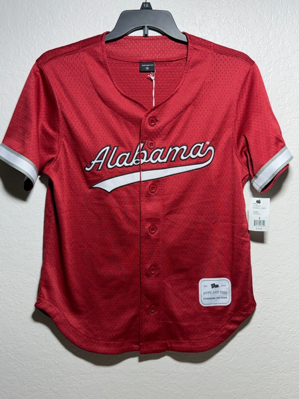 Alabama Red Button-Front Baseball Jersey